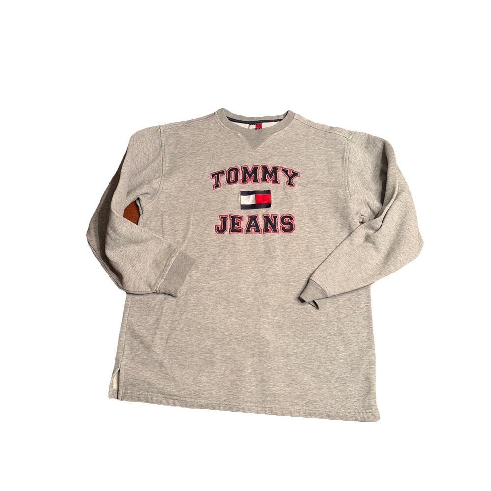 Vintage Tommy Hilfiger Jeans Sweatshirt Mens XL Flag Spellout 90s Y2K